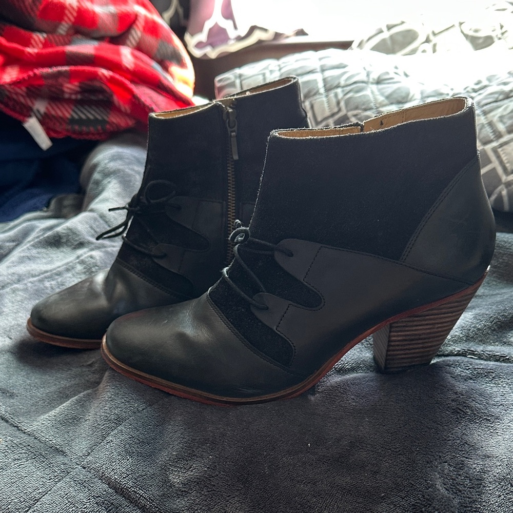 All leather Elegant Black Ankle Booties for Women